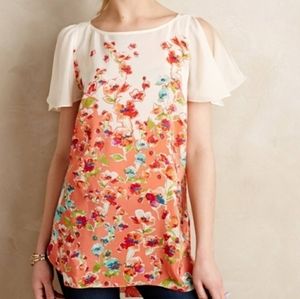 Anthropologie Maeve Silk Floral Top
